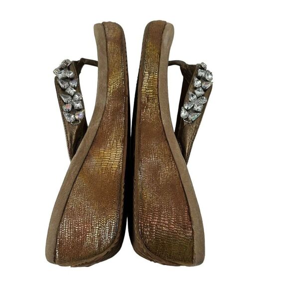 Very Volatile Platform Sandals Jeweled Bronze Metallic Python Womens Size 11 - Picture 7 of 13